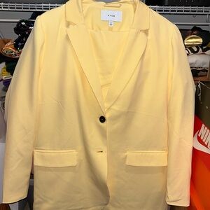 VILA Yellow Tweed Blazer Jacket